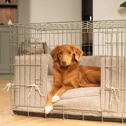 Dog Crate Bumper in Mink Bouclé by Lords & Labradors