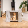 Gold Dog Crate with Crate Cover in Grey Spot by Lords & Labradors