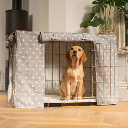 Dog Crate Cover in Grey Spot Cotton by Lords & Labradors
