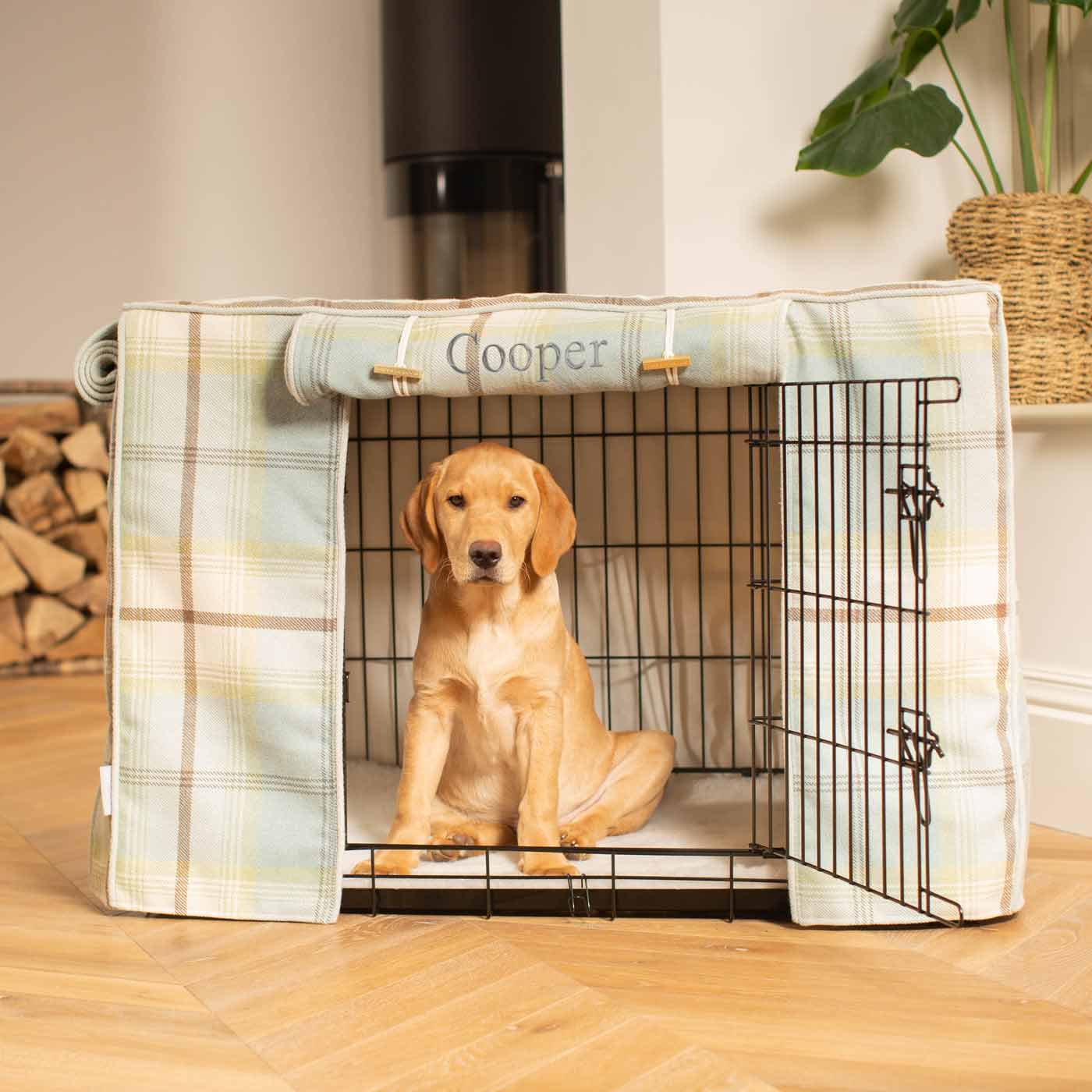 Dog Crate Cover in Balmoral Duck Egg Tweed by Lords Labradors