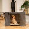 Gold Dog Crate with Granite Bouclé Crate Cover by Lords & Labradors
