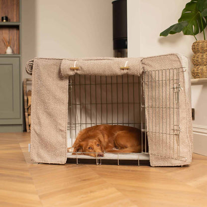 Dog Crate Cover in Mink Bouclé by Lords & Labradors