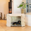Gold Dog Crate with Savanna Oatmeal Crate Cover by Lords & Labradors