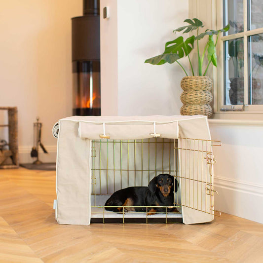 Discover Our Heavy-Duty Dog Crate With Savanna Oatmeal Crate Cover The Perfect Crate Accessory For The Ultimate Pet Den. Available To Personalise at Lords & Labradors 