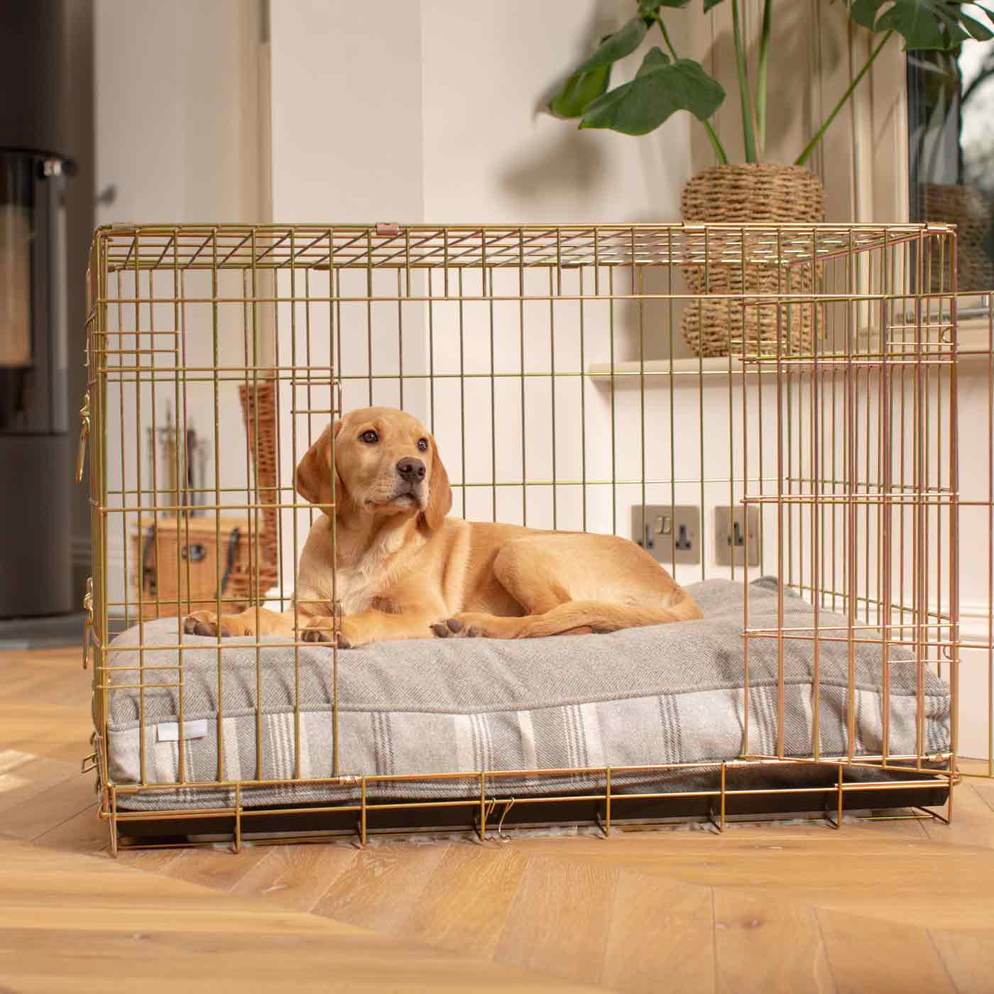 Luxury Dog Crate Cushion, Dove Grey Tweed Crate Cushion! Perfect Dog Crate Accessory, Available To Personalise Now at Lords & Labradors