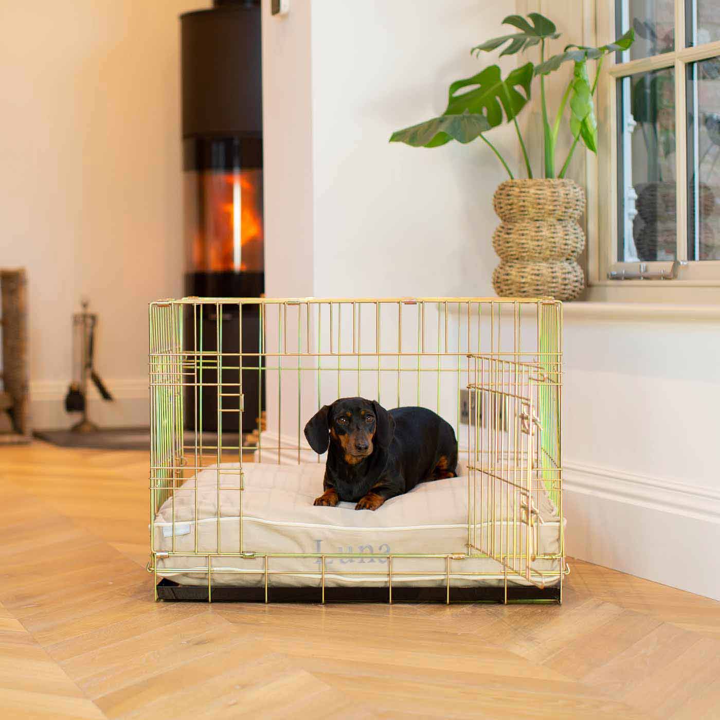 Luxury Dog Crate Cushion, Savanna Oatmeal Crate Cushion The Perfect Dog Crate Accessory, Available To Personalise Now at Lords & Labradors