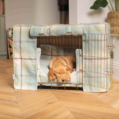 Dog Crate Set in Balmoral Duck Egg Tweed by Lords & Labradors