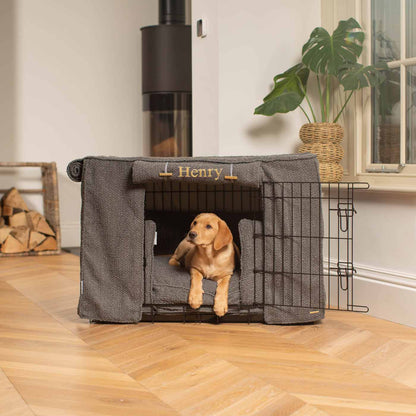 Dog Crate Set In Granite Bouclé By Lords & Labradors
