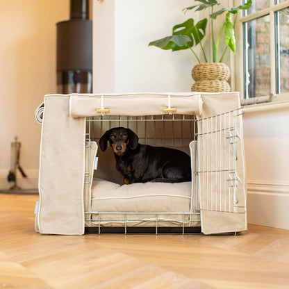 Luxury Heavy Duty Dog Crate, In Stunning Savanna Oatmeal Crate Set, The Perfect Dog Crate Set For Building The Ultimate Pet Den! Dog Crate Cover Available To Personalise at Lords & Labradors