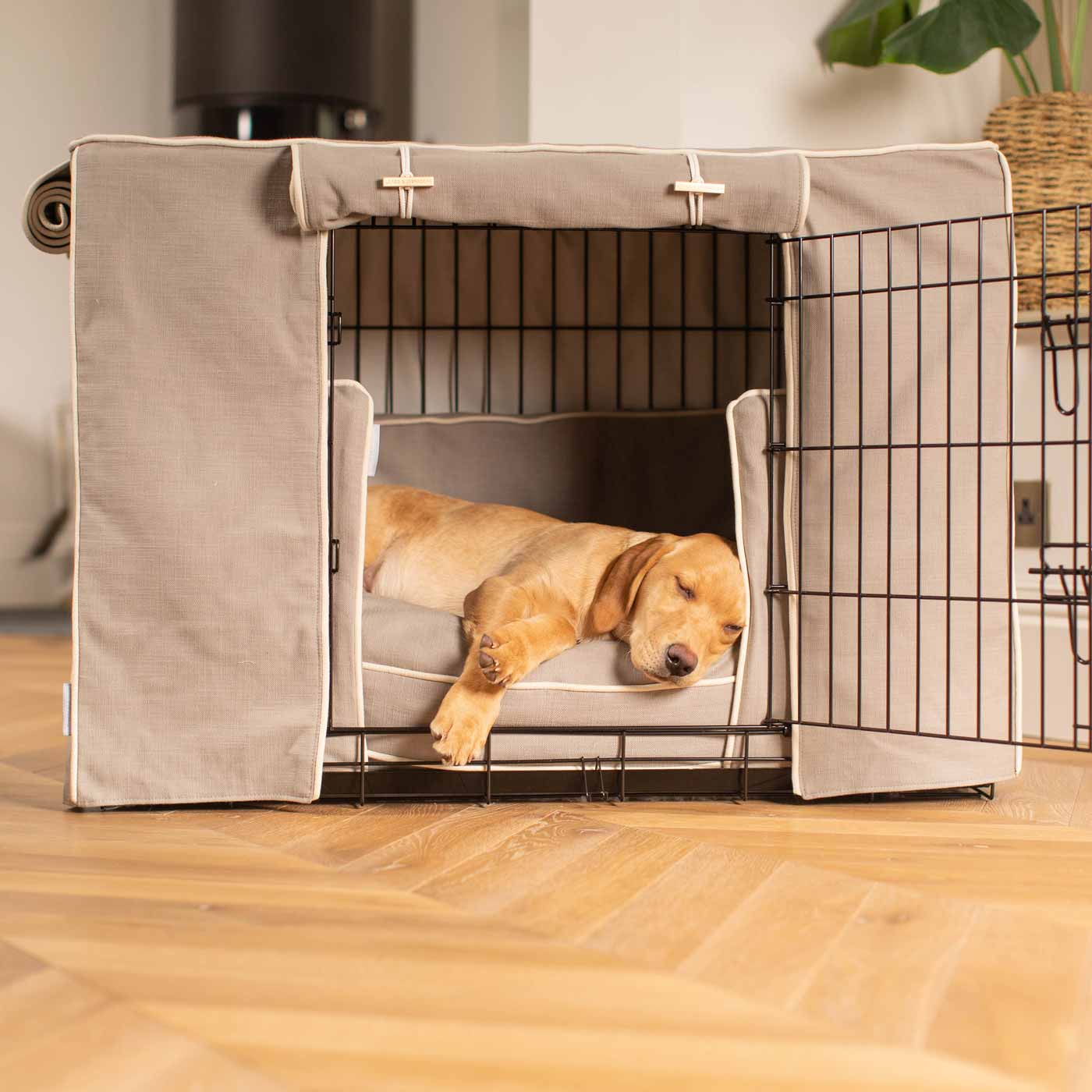 Luxury Heavy Duty Dog Crate, In Stunning Savanna Stone Crate Set, The Perfect Dog Crate Set For Building The Ultimate Pet Den! Dog Crate Cover Available To Personalise at Lords & Labradors