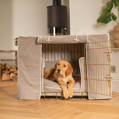 [color:gold]Luxury Heavy Duty Dog Crate, In Stunning Savanna Stone Crate Set, The Perfect Dog Crate Set For Building The Ultimate Pet Den! Dog Crate Cover Available To Personalise at Lords & Labradors
