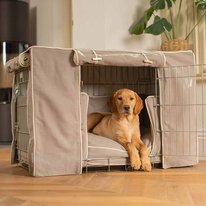 Luxury Heavy Duty Dog Crate, In Stunning Savanna Stone Crate Set, The Perfect Dog Crate Set For Building The Ultimate Pet Den! Dog Crate Cover Available To Personalise at Lords & Labradors