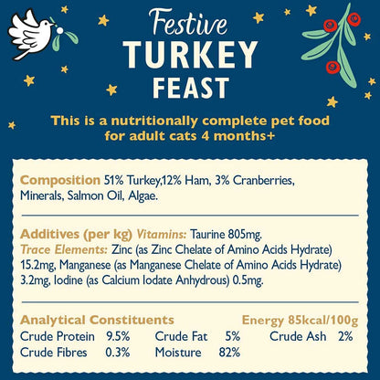 Lily's Kitchen Christmas Turkey & Ham Pate Feast For Cats 85g