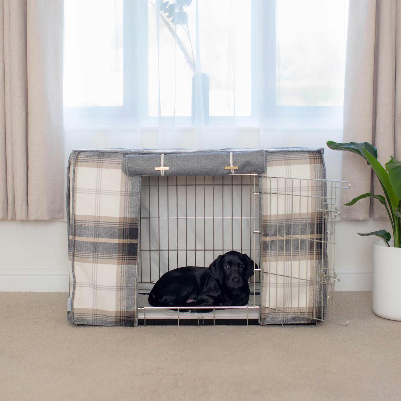 Dog Crate Cover in Balmoral Charcoal Tweed by Lords & Labradors