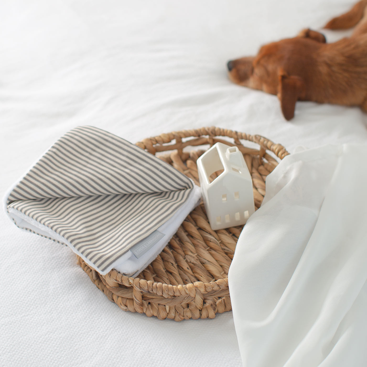 [color:regency stripe] Luxury Spot and Stripes Pet Blanket collection, In Stunning Regency Stripe. The Perfect Blanket For Dogs, Available at Lords & Labradors