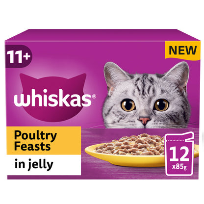 Whiskas 11+ Senior Cat Poultry Feasts in Jelly (12x85g)