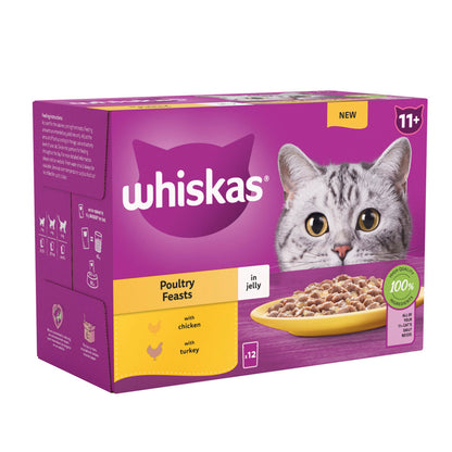 Whiskas 11+ Senior Cat Poultry Feasts in Jelly (12x85g)