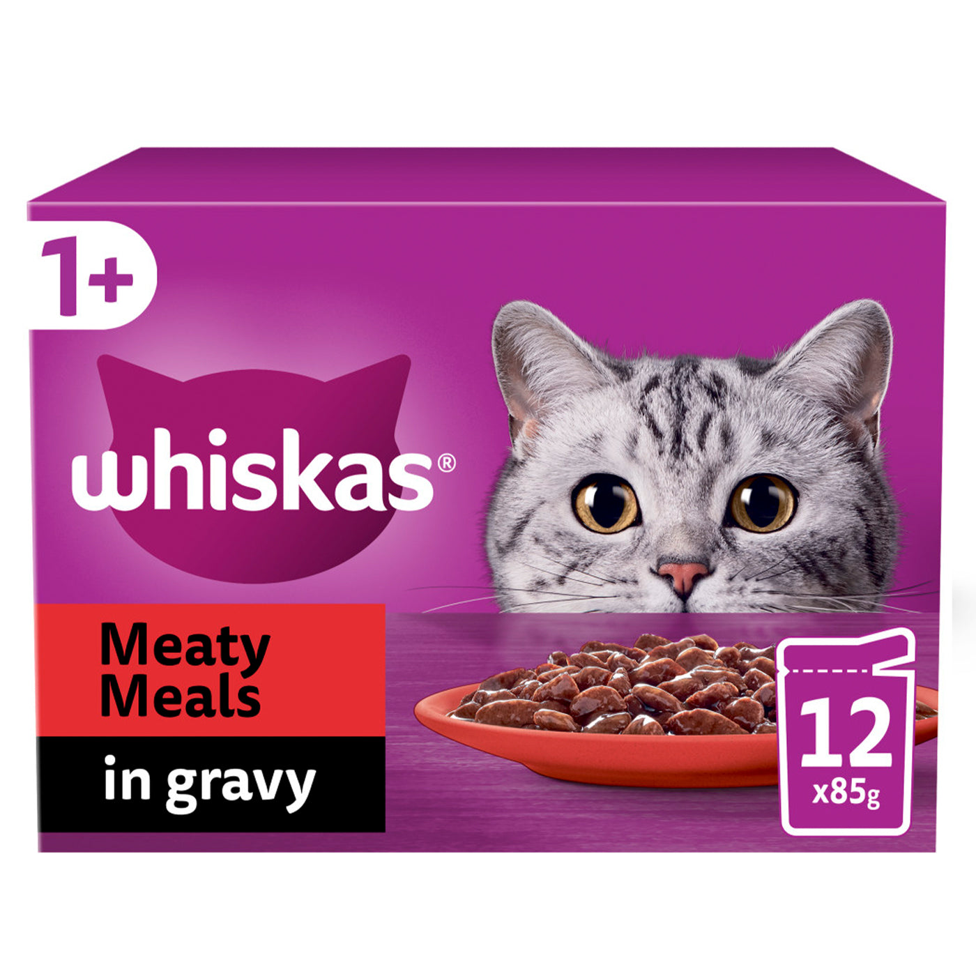 Whiskas 1+ Cat Meaty Meals in Gravy (12x85g)
