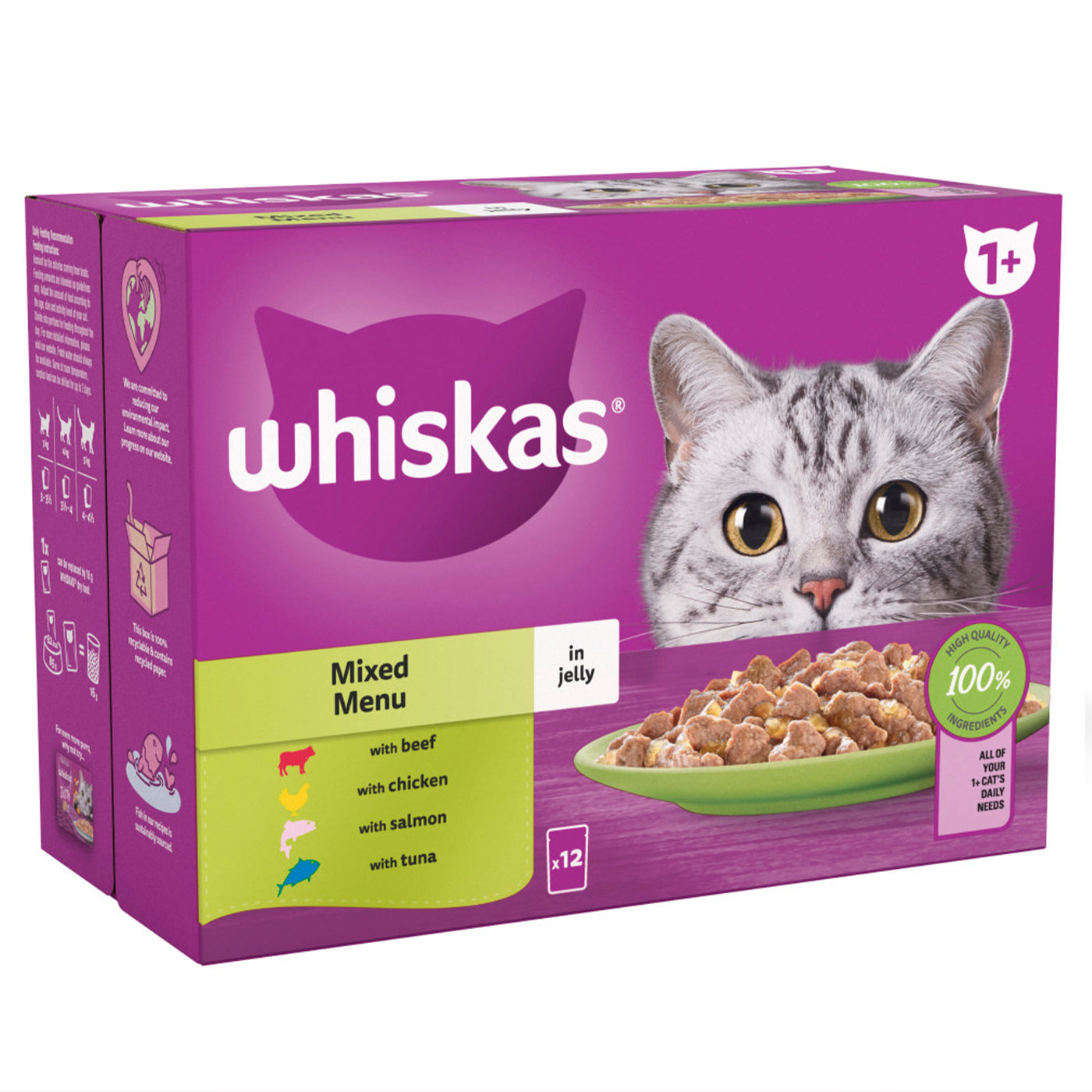 Whiskas 1+ Cat Mixed Menu in Jelly (12x85g)