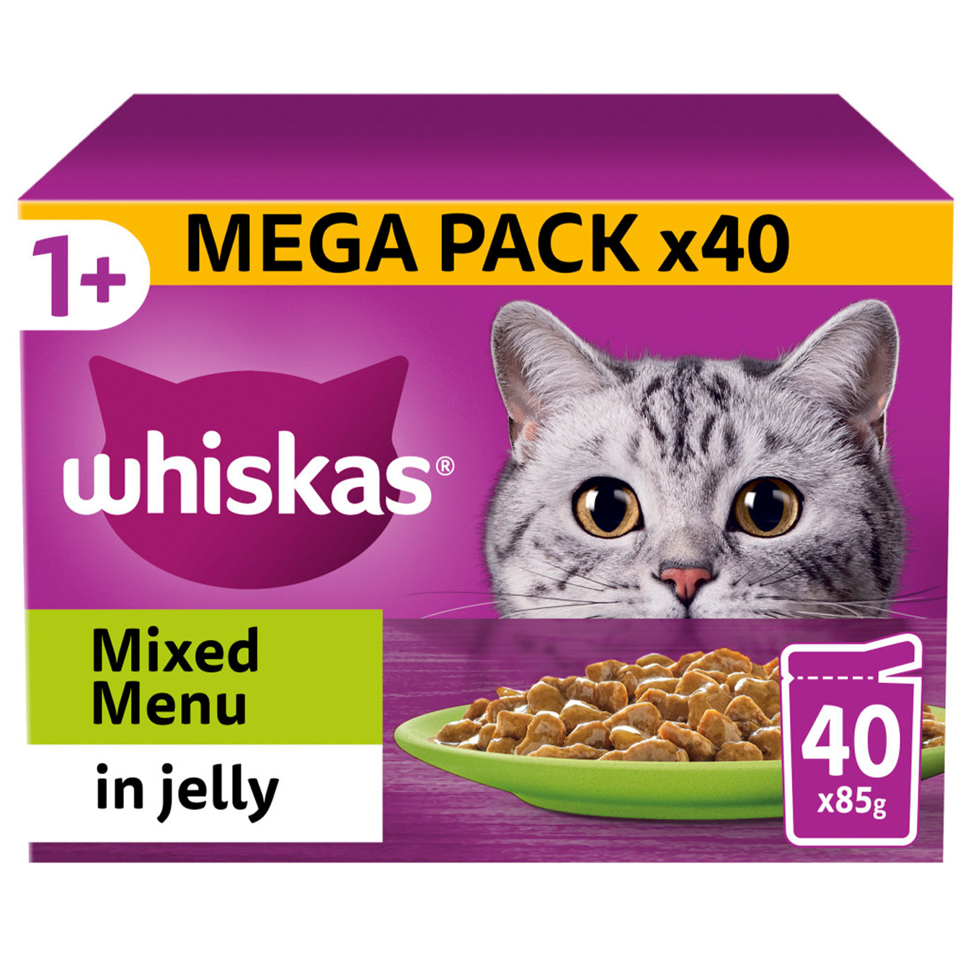 Whiskas 1+ Cat Mixed Menu in Jelly (40x85g)