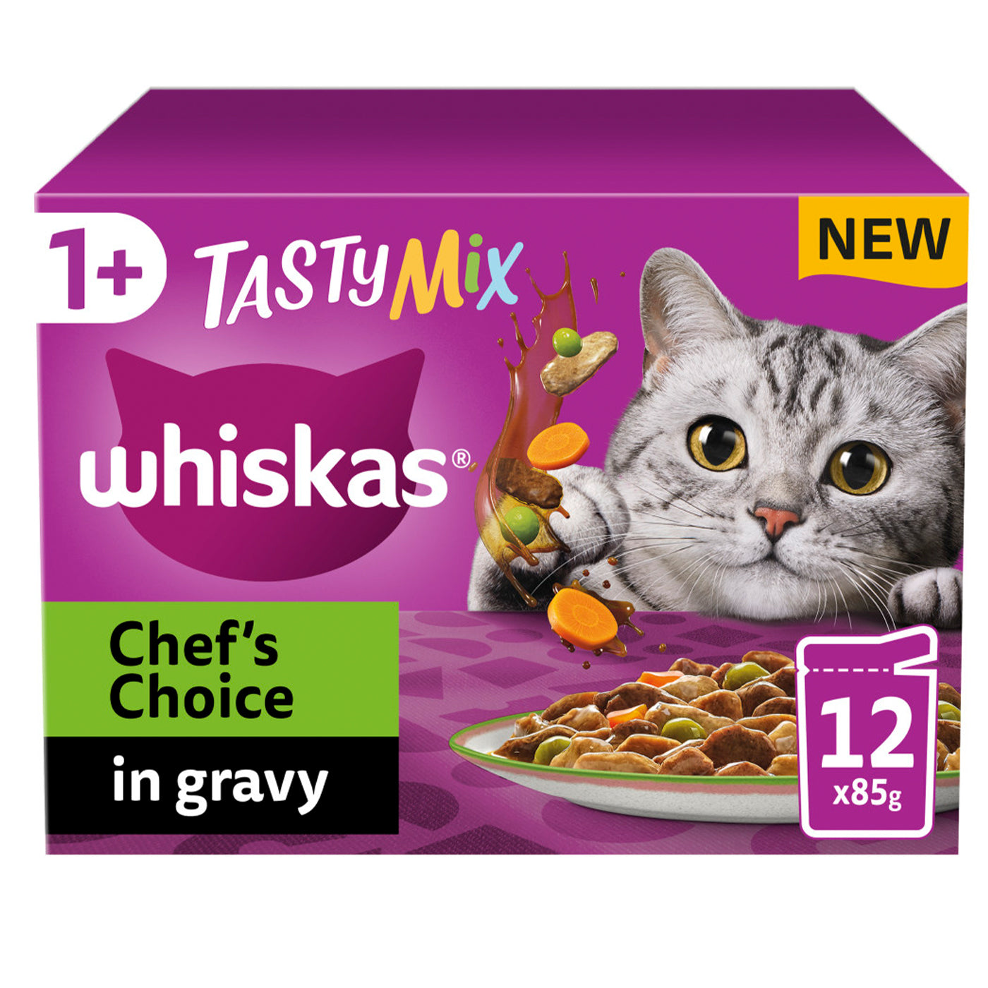 Whiskas 1+ Cat Tasty Mix Chef's Choice in Gravy (12x85g)