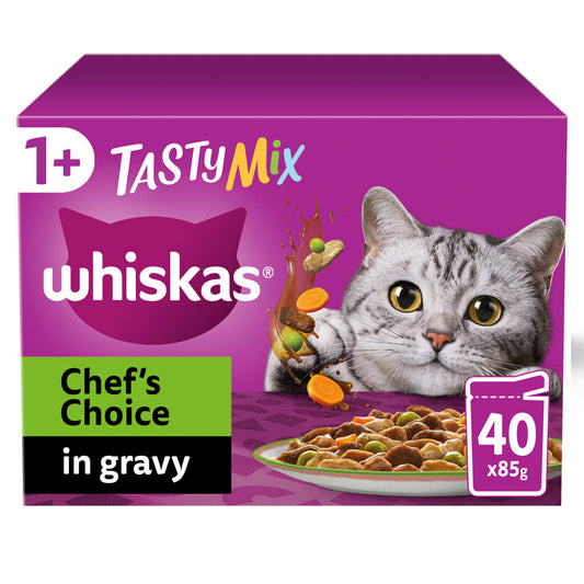 Whiskas 1+ Cat Tasty Mix Chef's Choice in Gravy (40x85g)