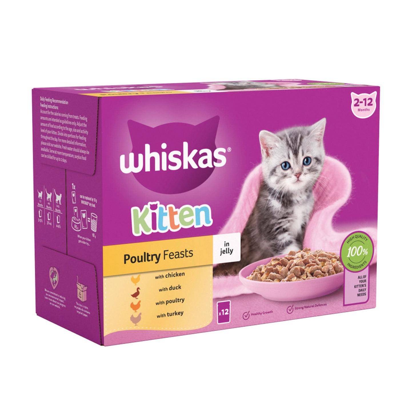 Whiskas 2-12 Months Kitten Poultry Feasts in Jelly (12x85g)