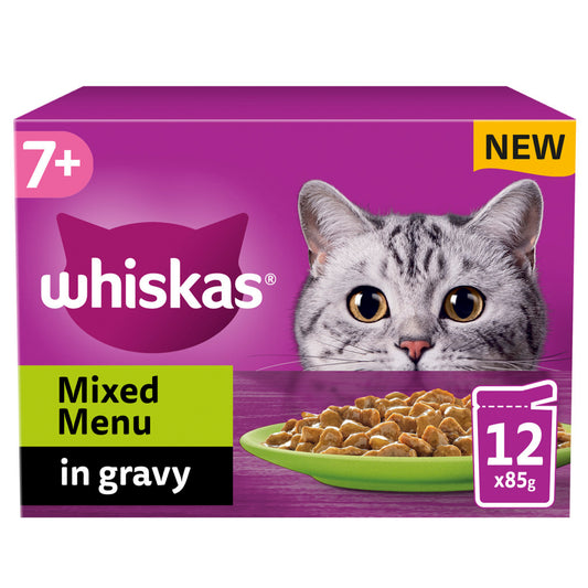 Whiskas 7+ Senior Cat Mixed Menu in Gravy (12x85g)