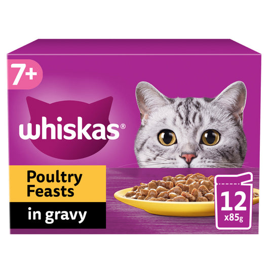 Whiskas 7+ Senior Cat Poultry Feasts in Gravy (12x85g)