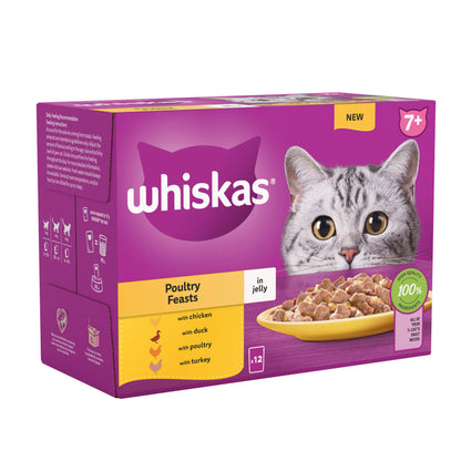 Whiskas 7+ Senior Cat Poultry Feasts in Jelly (12x85g)