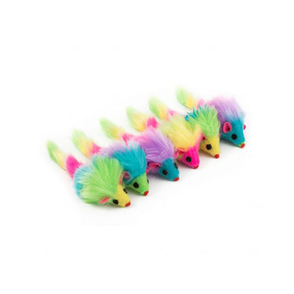 Ancol Furry Rainbow Mice 6 Pack