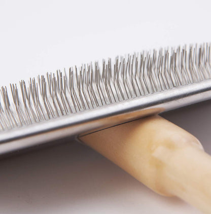 Ancol Wood Handle Slicker Brush Close Up Bristles