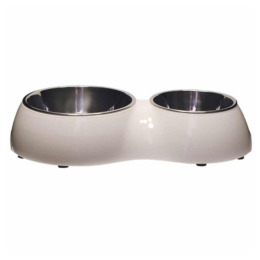 Catit Double Diner Twin Bowls - White