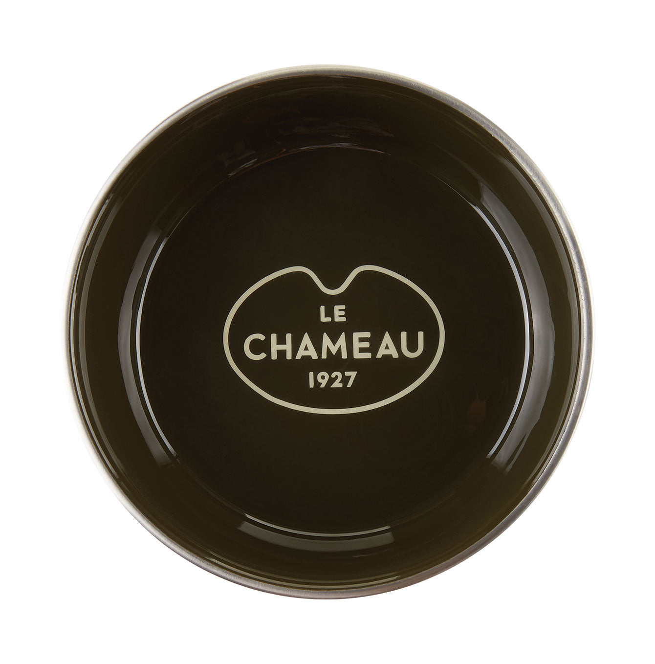 Le Chameau steel dog bowl vert top view [color:vert]