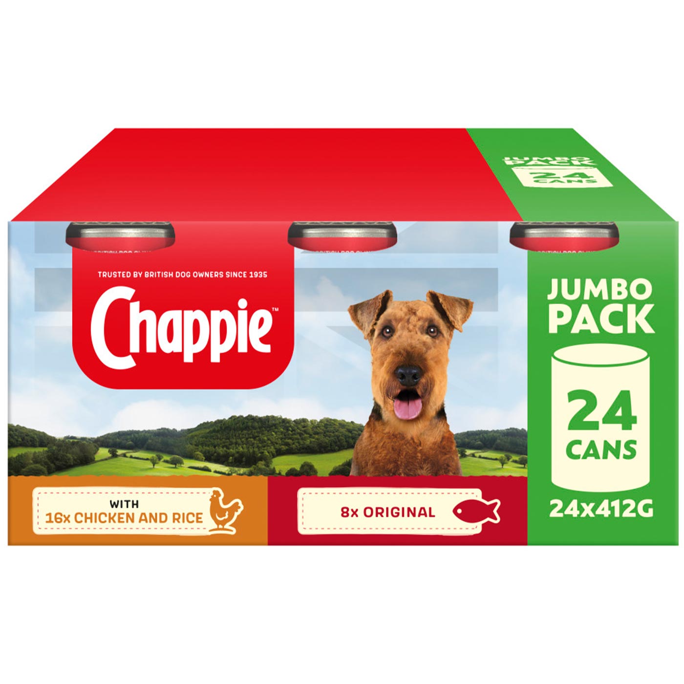 Chappie Adult Dog Food Tins Favourites (24x412g)
