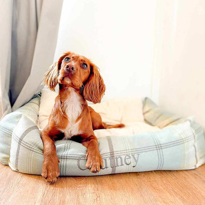Neutral Tweed Box Bed For Dogs