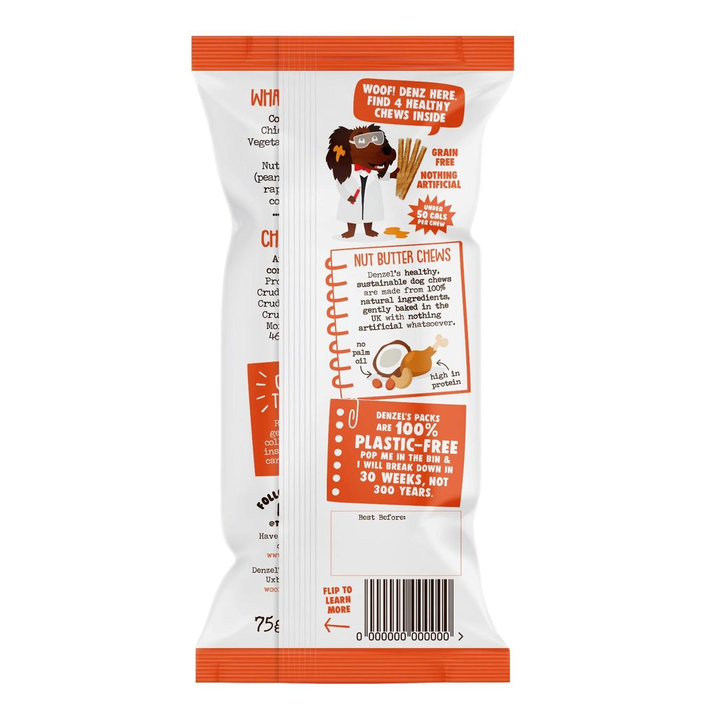 Denzel's Nut Butter Soft Chews For Dogs - 4 pack