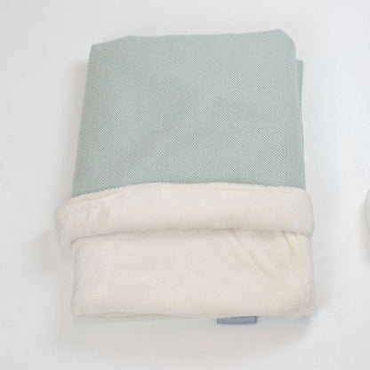  Super Soft Sherpa & Teddy Fleece Lining, Our Luxury Cat & Kitten Blanket In Stunning Duck Egg Herringbone The Perfect Cat Bed Accessory! Available To Personalise at Lords & Labradors