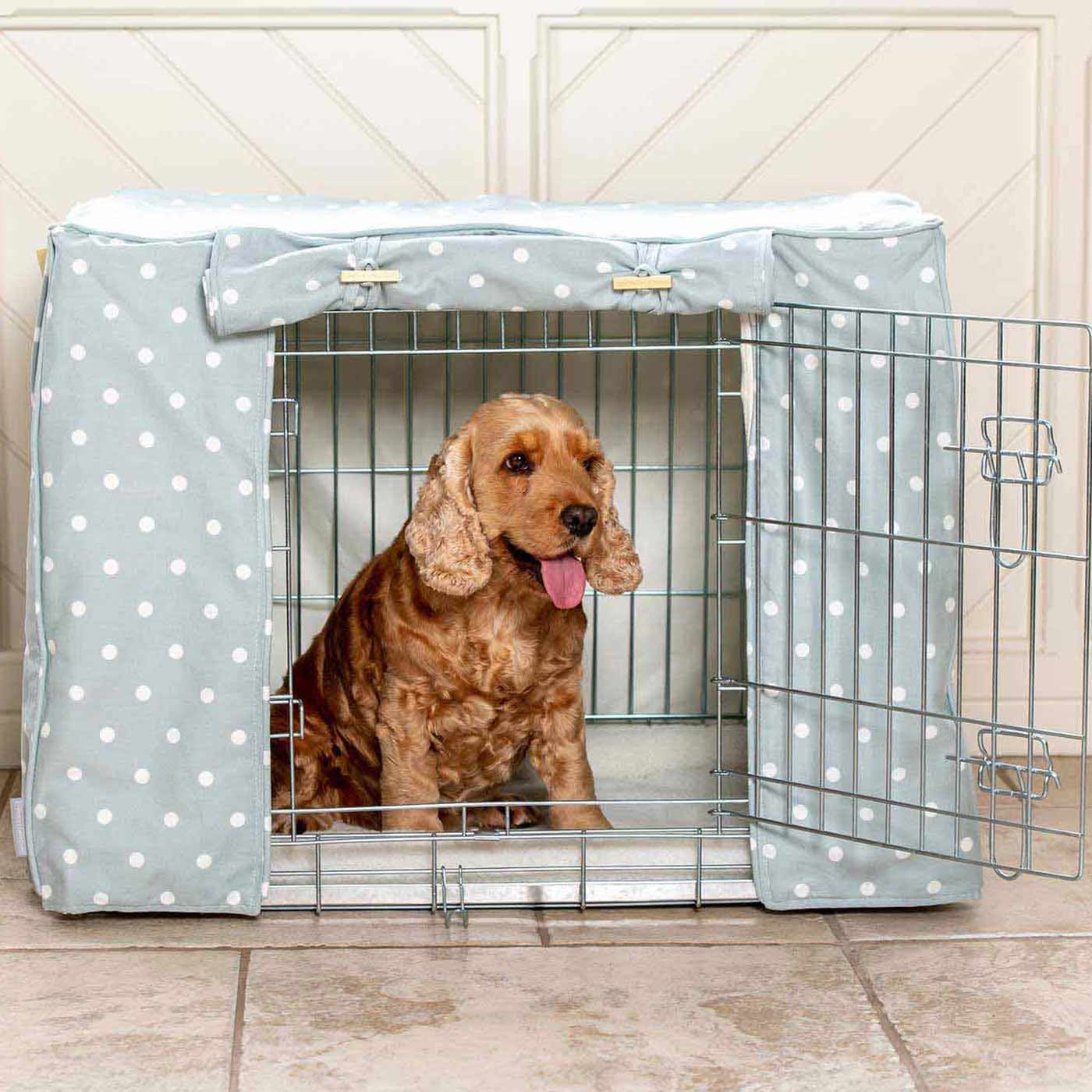 Dog Crate Cover in Duck Egg Spot Cotton by Lords & Labradors