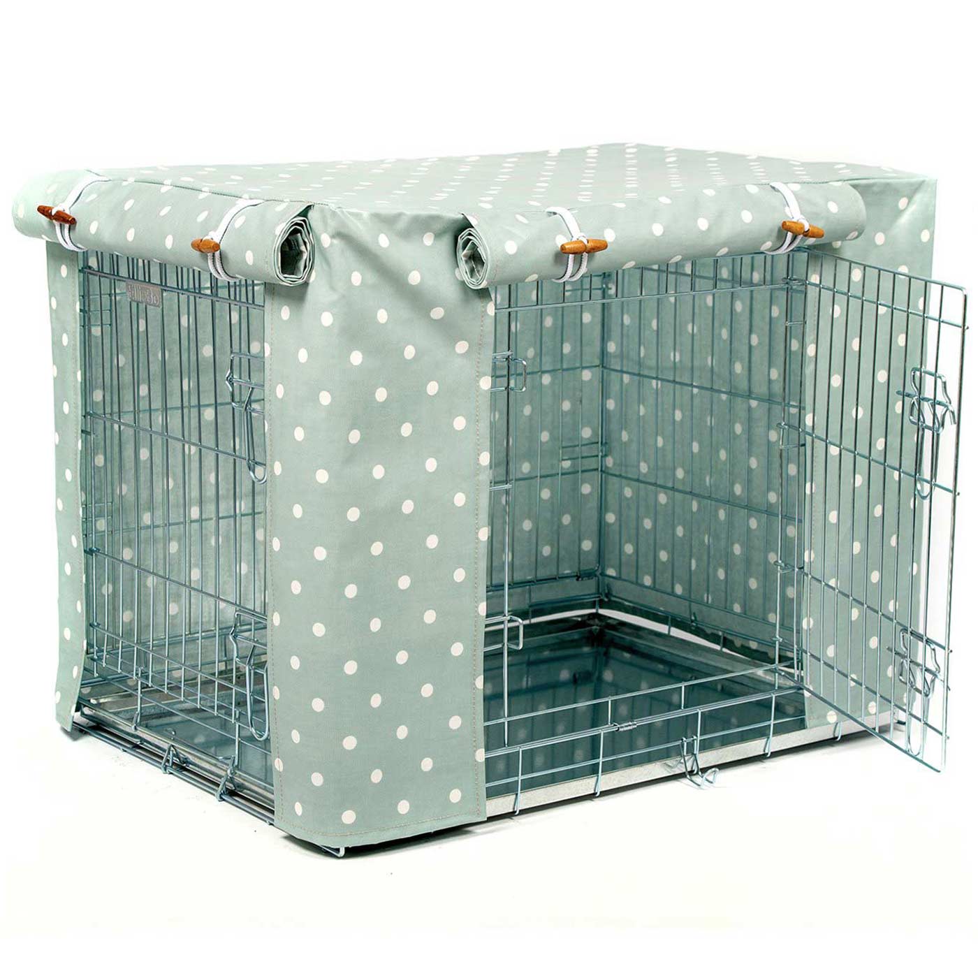 Dog Crate Cover in Duck Egg Spot Oil Cloth by Lords & Labradors