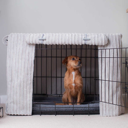 Luxury Dog Crate Cover, Essentials Plush Light Grey Crate Cover!  The Perfect Dog Crate Accessory, Available To Personalise Now at Lords & Labradors