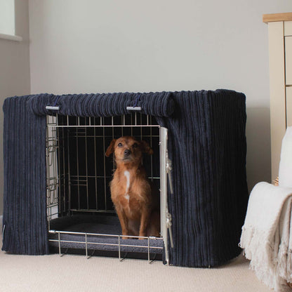 Luxury Dog Crate Cover, Essentials Plush Navy Crate Cover!  The Perfect Dog Crate Accessory, Available To Personalise Now at Lords & Labradors