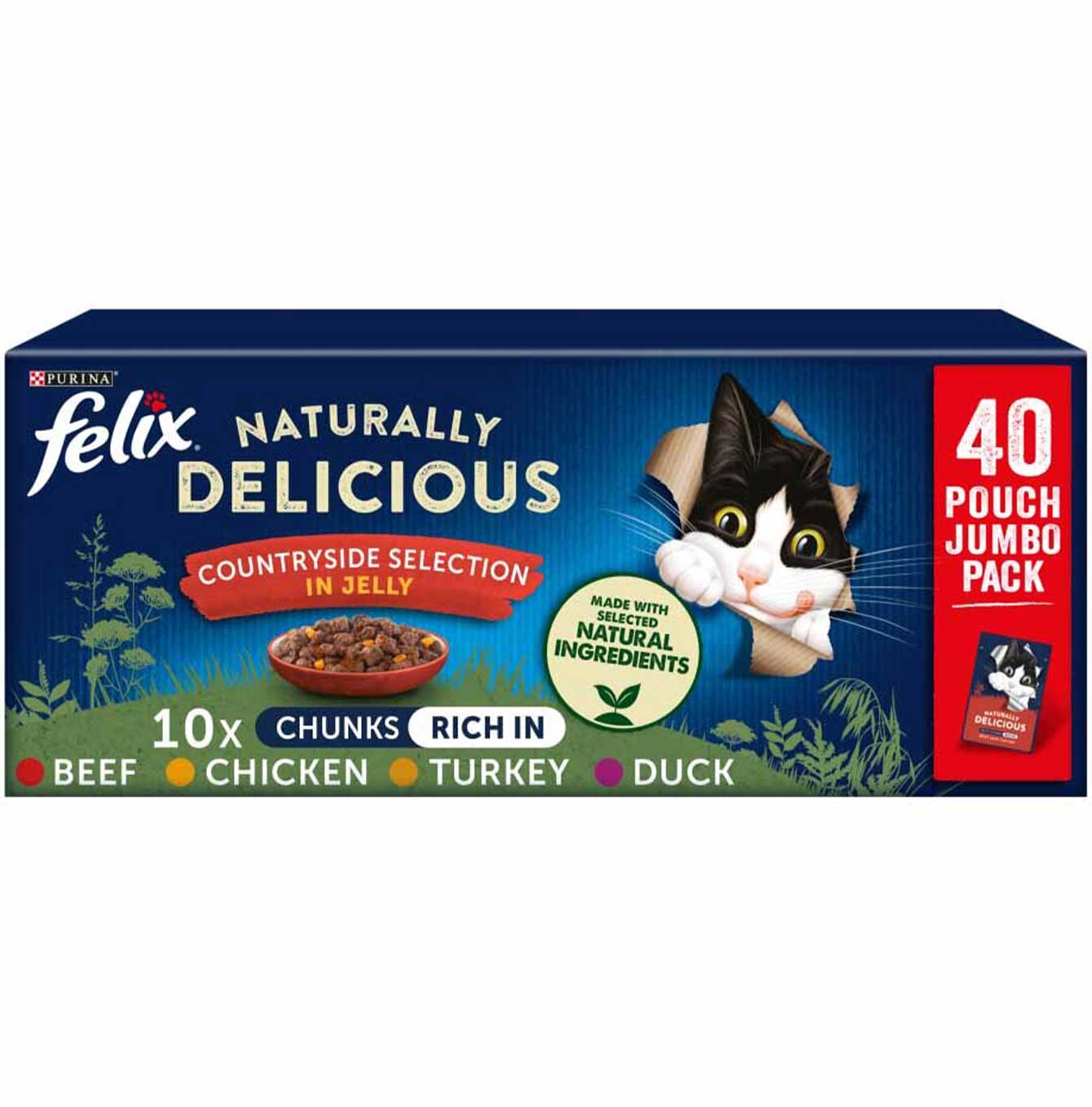 Felix Naturally Delicious Countryside Selection in Jelly Wet Cat Food (40 x 80g)