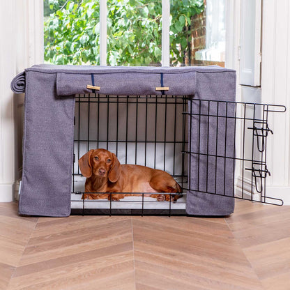 Discover our Luxury Dog Crate Cover, in Oxford Herringbone. The Perfect Dog Crate Accessory, Available To Personalise Now at Lords & Labradors