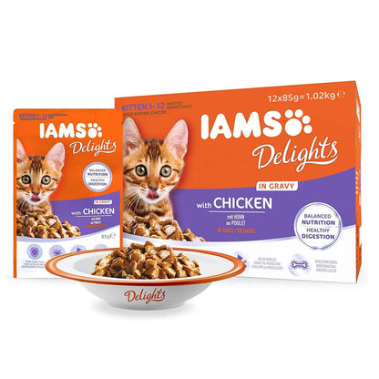 Iams Delights Kitten & Junior Cat Chicken In Gravy (12x85g)