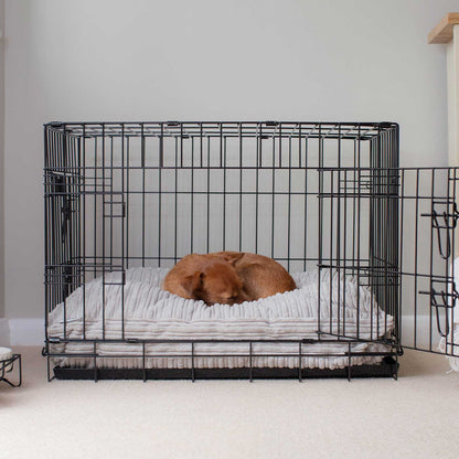 Luxury Dog Crate Cushion, Essentials Plush Cushion in Light Grey! The Perfect Dog Crate Accessory, Available To Personalise Now at Lords & Labradors