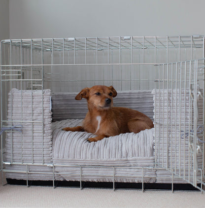 Luxury Dog Crate Bumper, Essentials Plush Crate Bumper in Light Grey The Perfect Dog Crate Accessory, Available To Personalise Now at Lords & Labradors