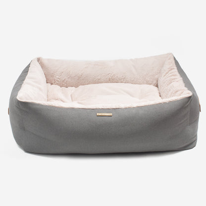 Discover This Luxurious Box Bed For Dogs, Made Using Beautiful Twill Fabric To Craft The Perfect Dog Box Bed! In Stunning Grey Slate, Available Now at Lords & Labradors    