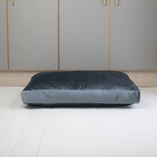 [colour:elephant velvet] Luxury Dog Crate Cushion, Elephant Velvet Crate Cushion, The Perfect Dog Crate Accessory, Available Now at Lords & Labradors