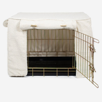 Luxury Dog Crate Cover, Ivory Bouclé Crate Cover The Perfect Dog Crate Accessory, Available To Personalise Now at Lords & Labradors